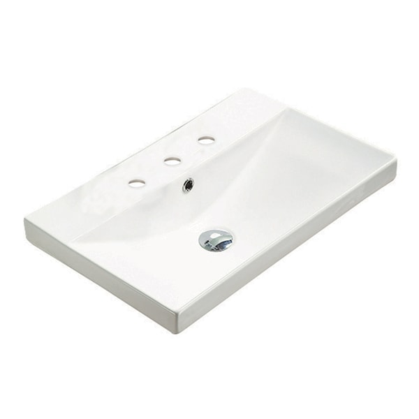 23.86 W 3H8 Ceramic Top Set In White Color, Overflow Drain Incl.